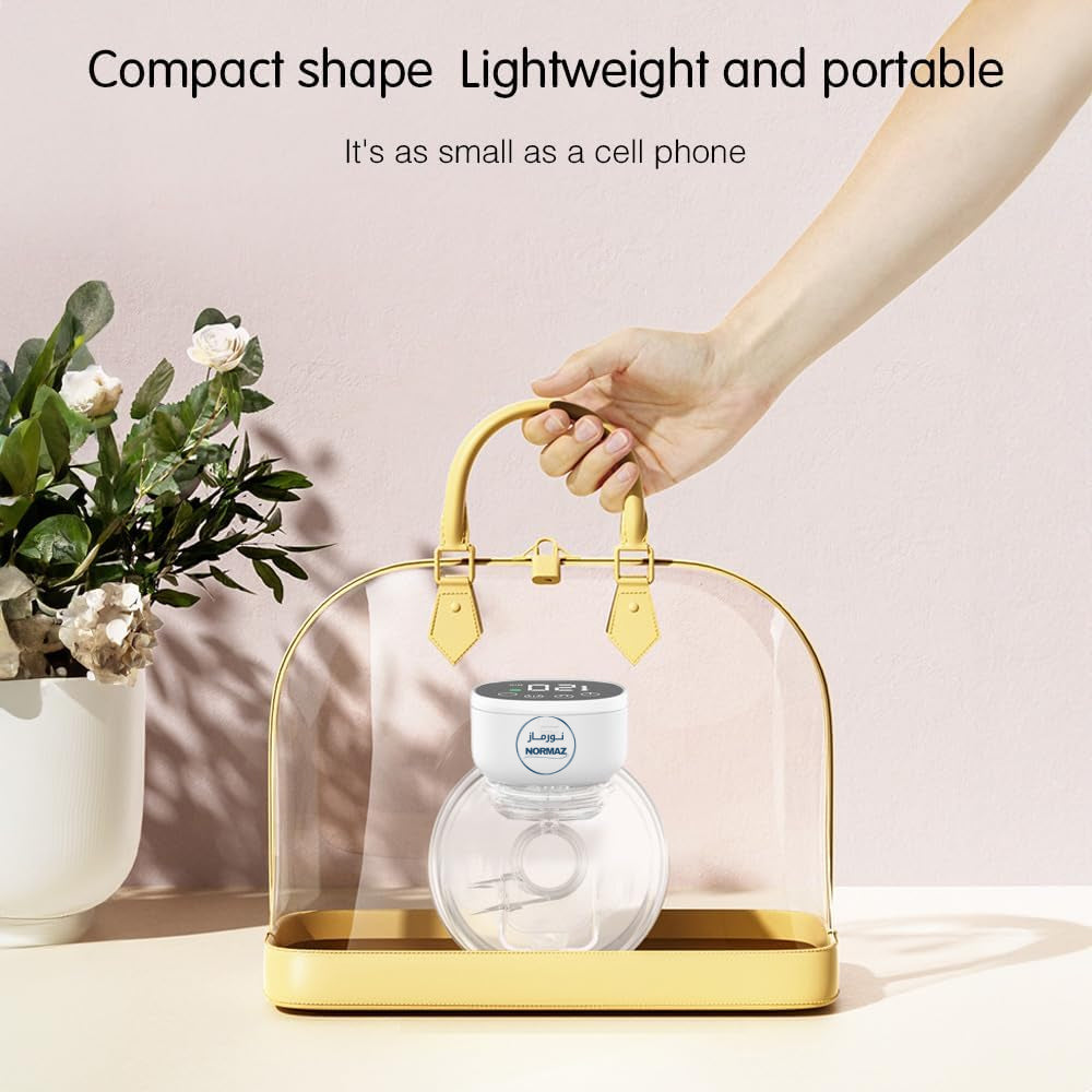 Wearable Breast Pump, Low-Noise and Painless Hands Free Electric Breast Pump with 3 Mode & 9 Levels, LCD Display, 24mm Flange